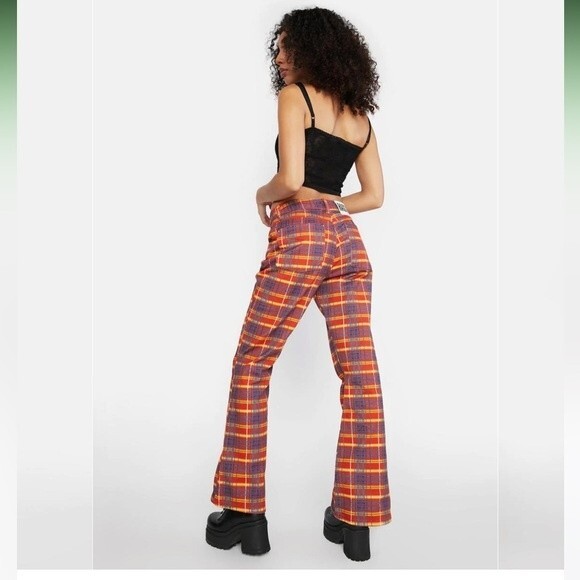 The Ragged Priest Register Plaid Flare Jeans 28 - Picture 4 of 13
